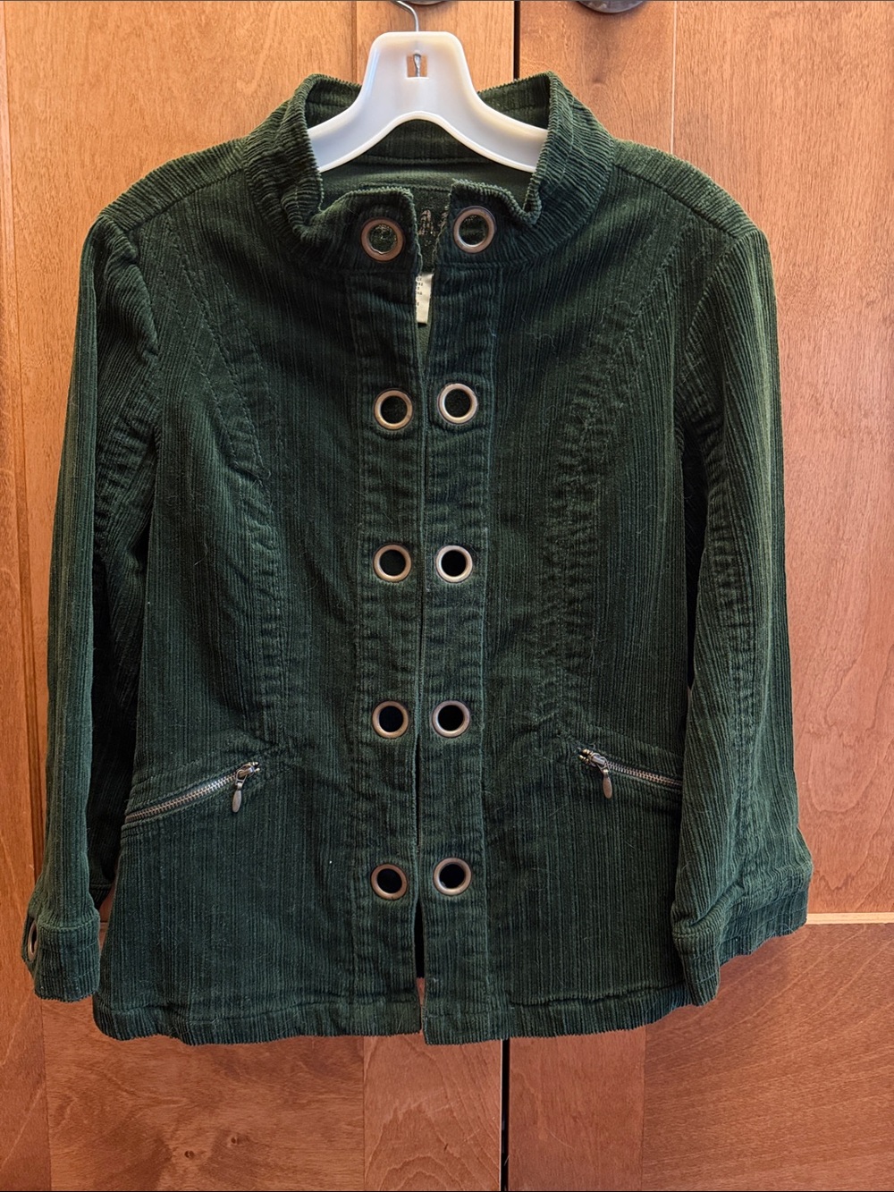 Vintage Live a Little Dark Green Corduroy Utility Jacket sz Med